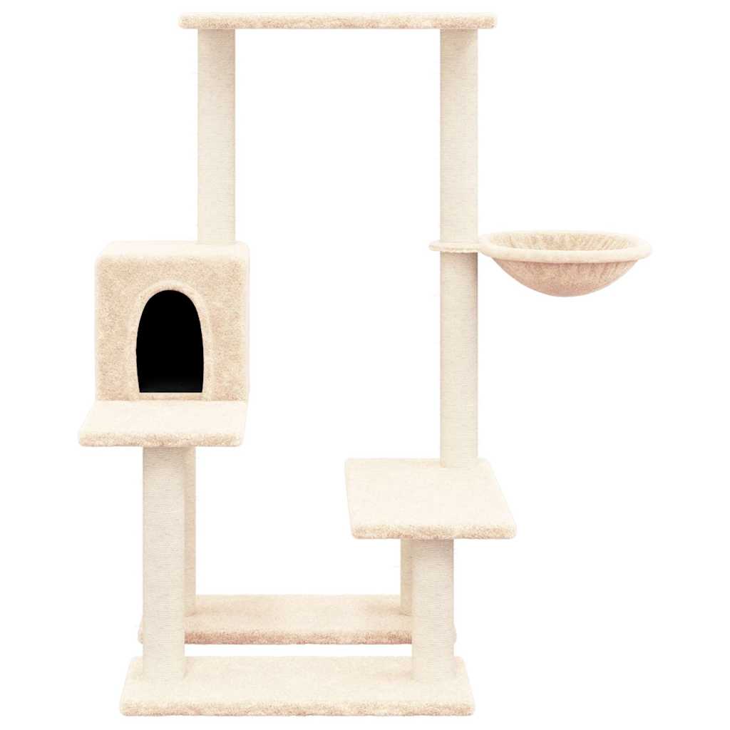 Krémszínű macskabútor szizál kaparófákkal 94,5 cm 3