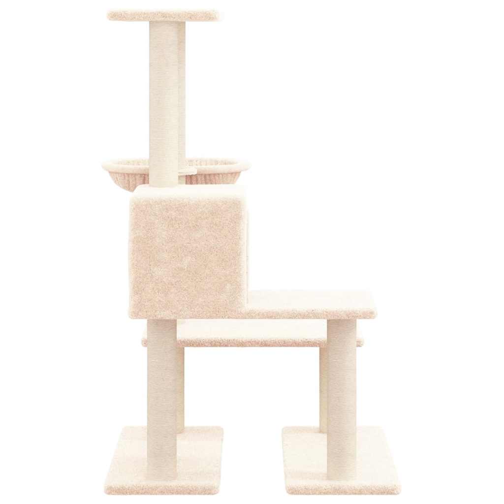 Krémszínű macskabútor szizál kaparófákkal 94,5 cm 4