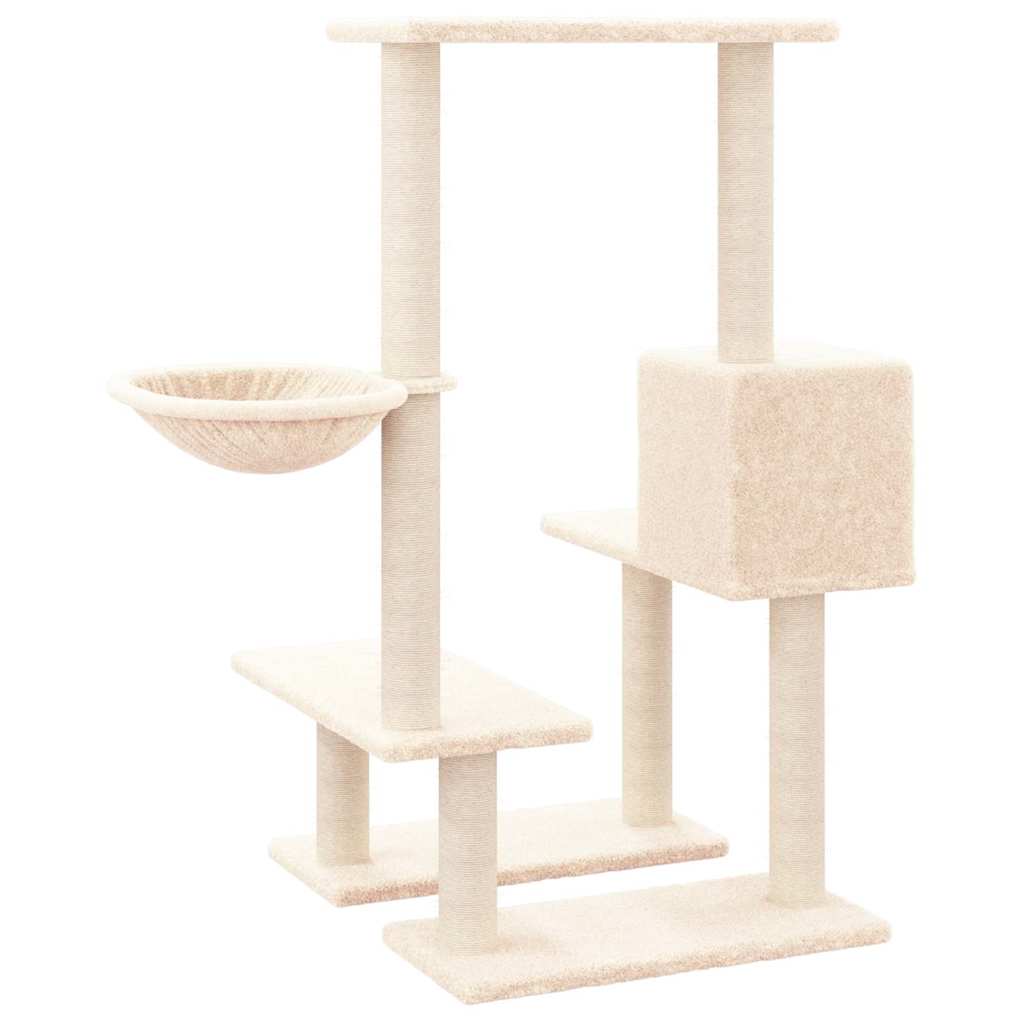 Krémszínű macskabútor szizál kaparófákkal 94,5 cm 5
