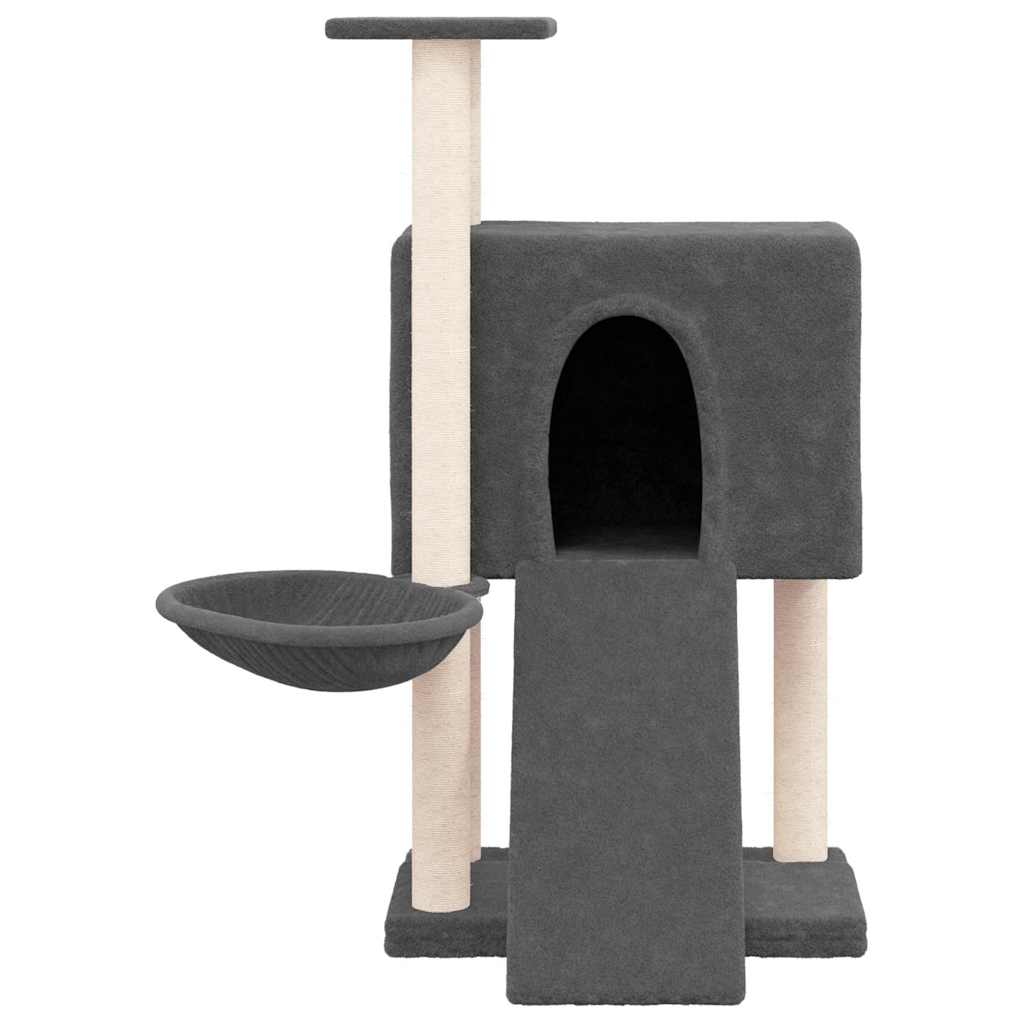 Sötétszürke macskabútor szizál kaparóoszlopokkal 96 cm 3