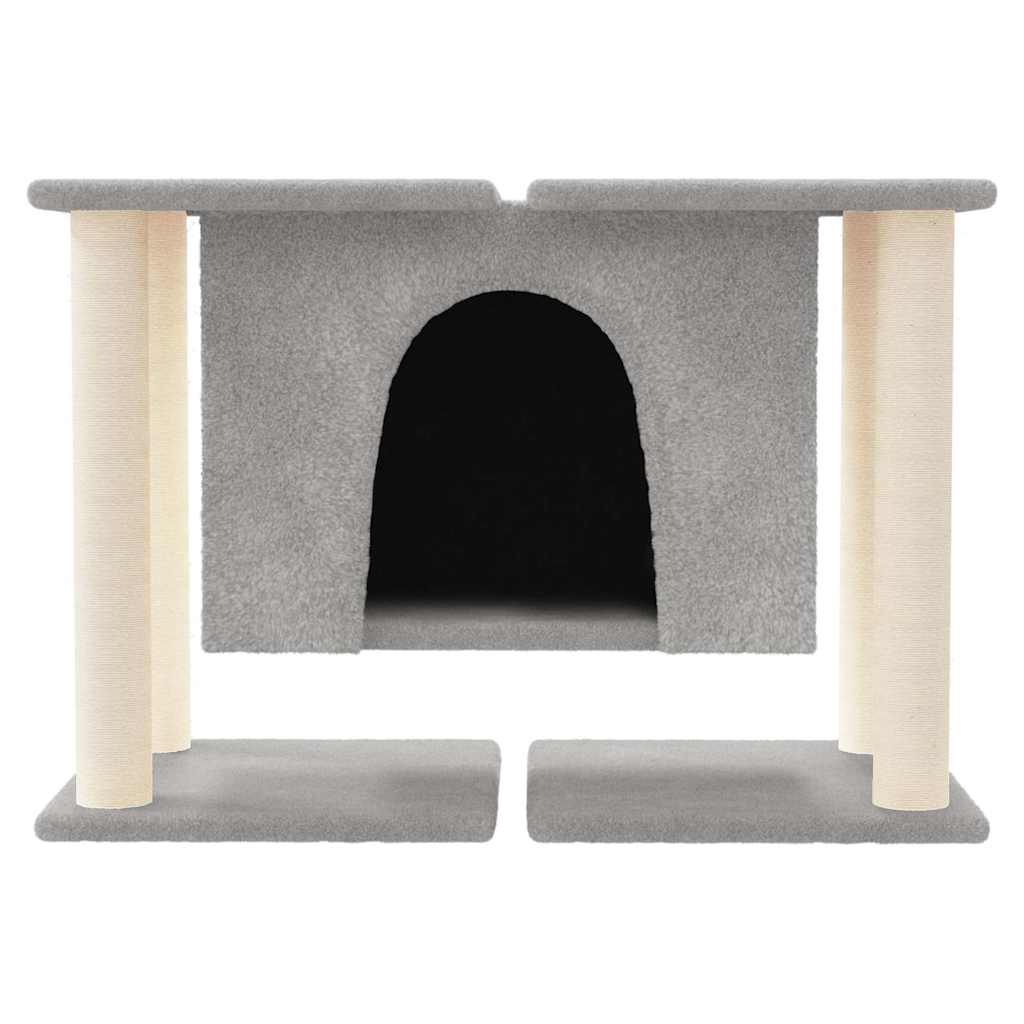 Világosszürke macskabútor szizál kaparófákkal 50 cm 3