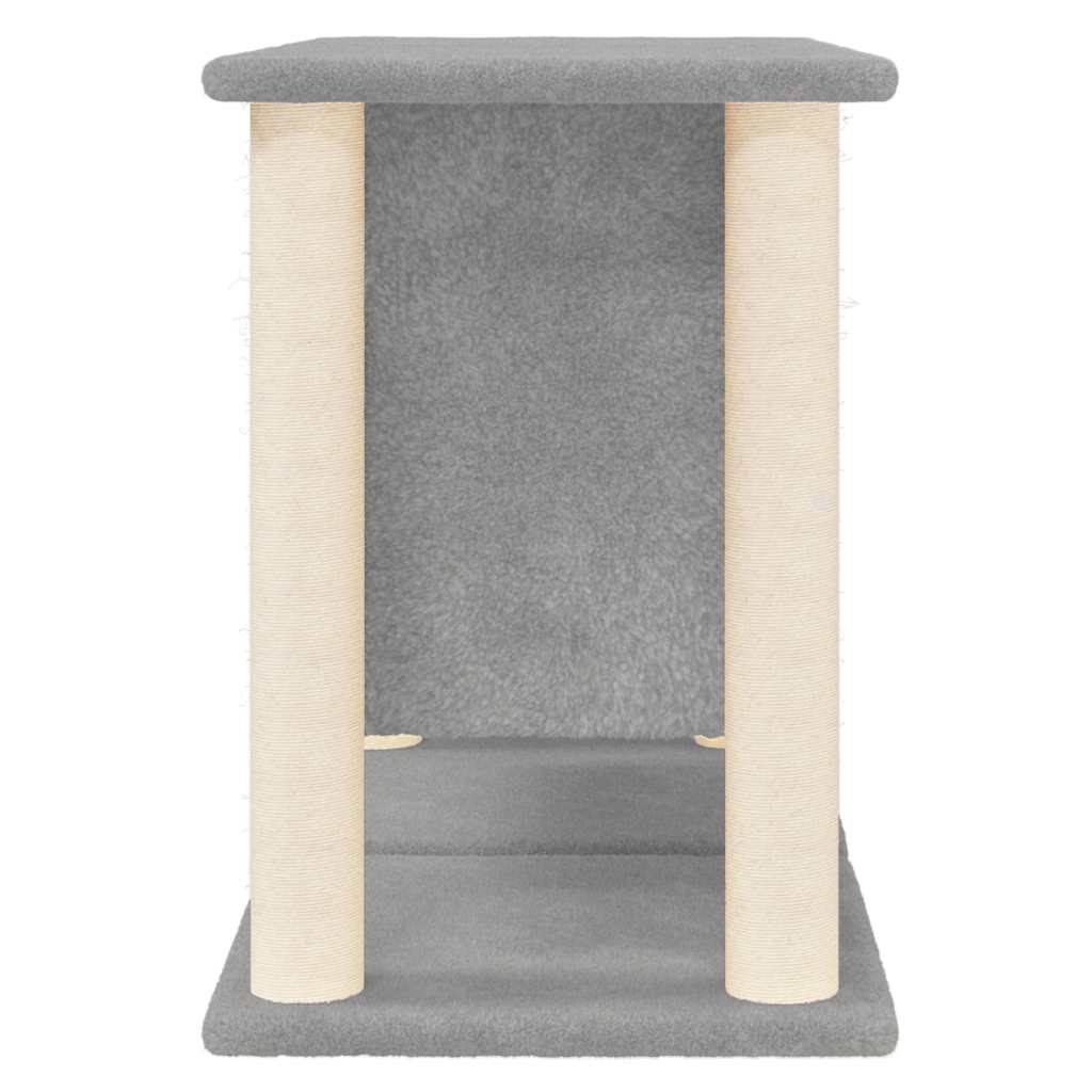 Világosszürke macskabútor szizál kaparófákkal 50 cm 4