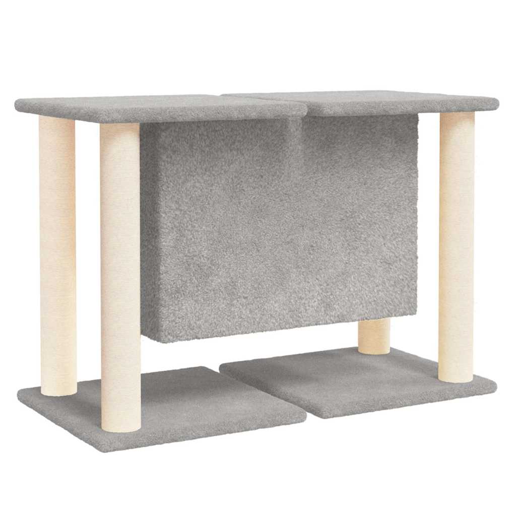 Világosszürke macskabútor szizál kaparófákkal 50 cm 5