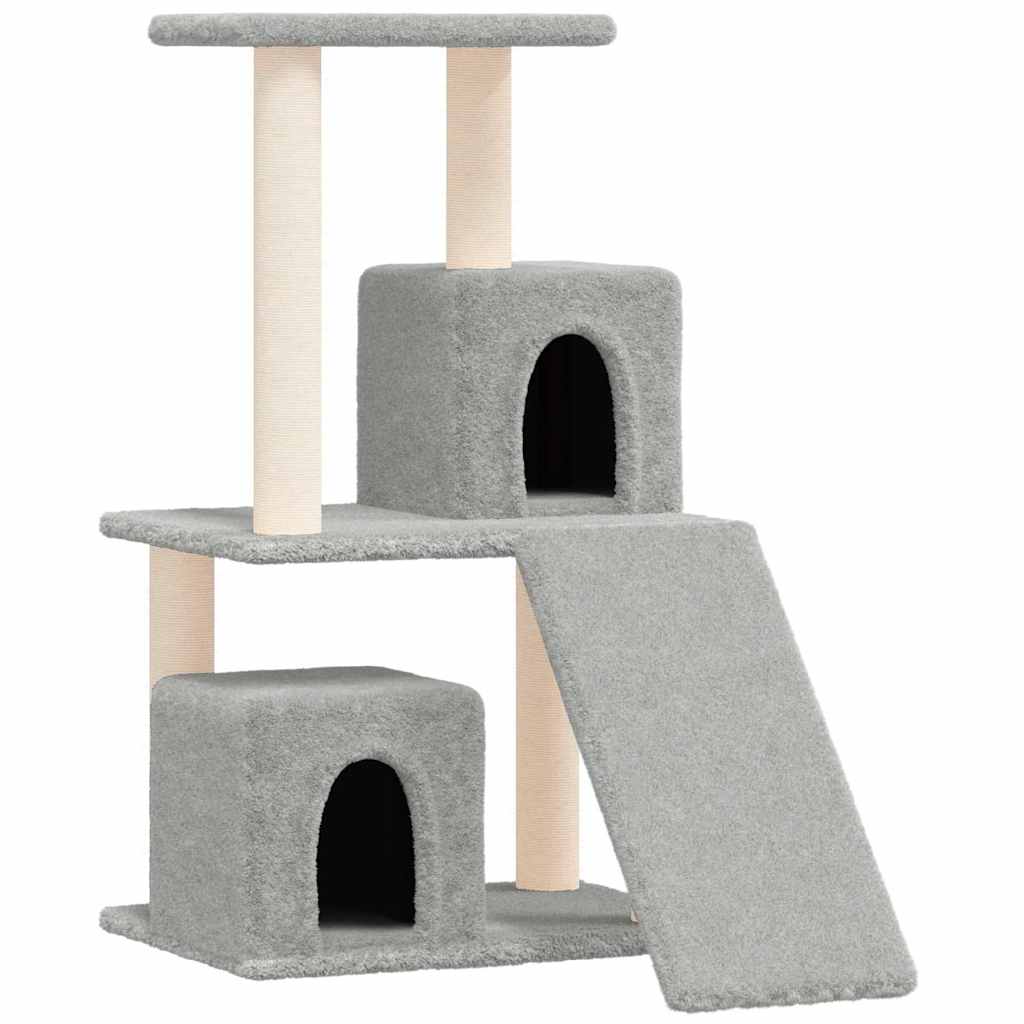 Világosszürke macskabútor szizál kaparófákkal 82 cm 2