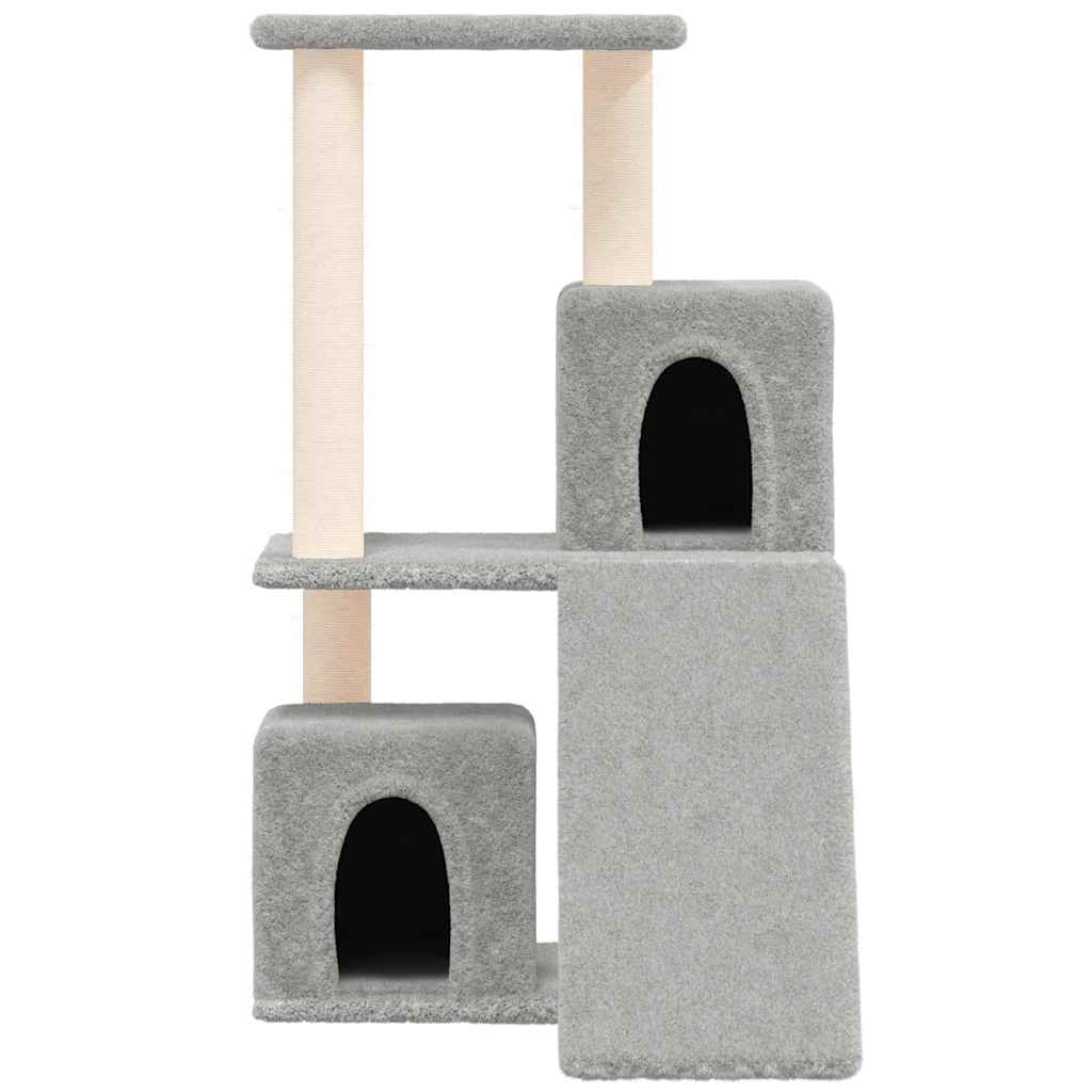 Világosszürke macskabútor szizál kaparófákkal 82 cm 3