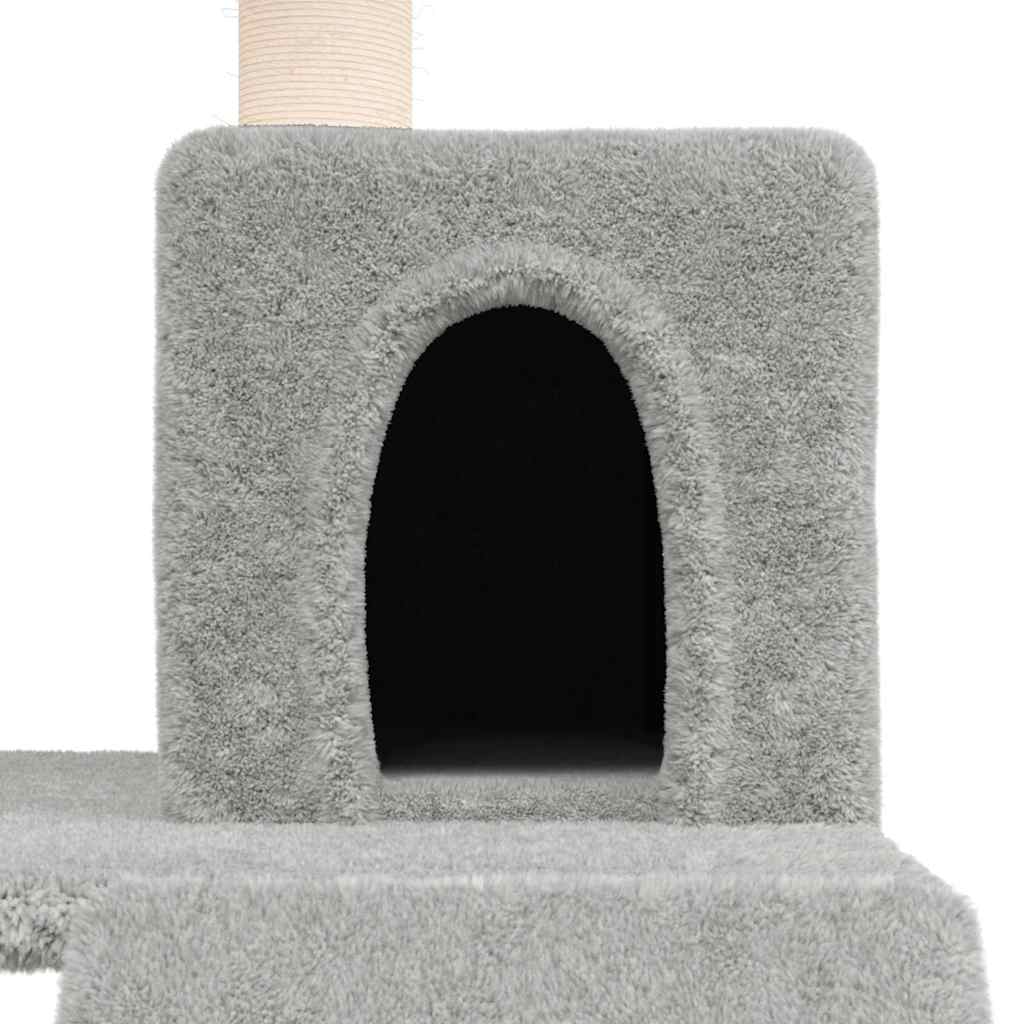 Világosszürke macskabútor szizál kaparófákkal 82 cm 6