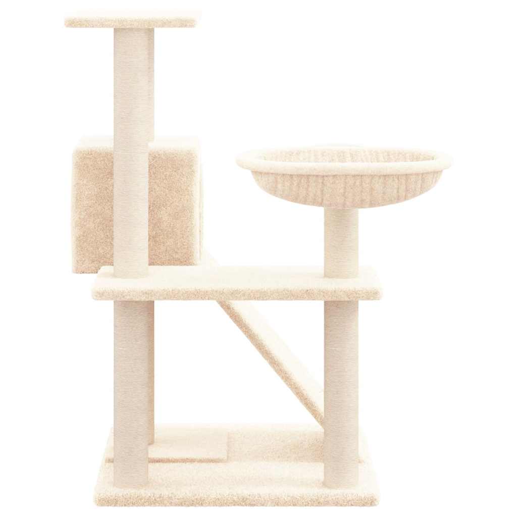 Krémszínű macskabútor szizál kaparófákkal 82 cm 4