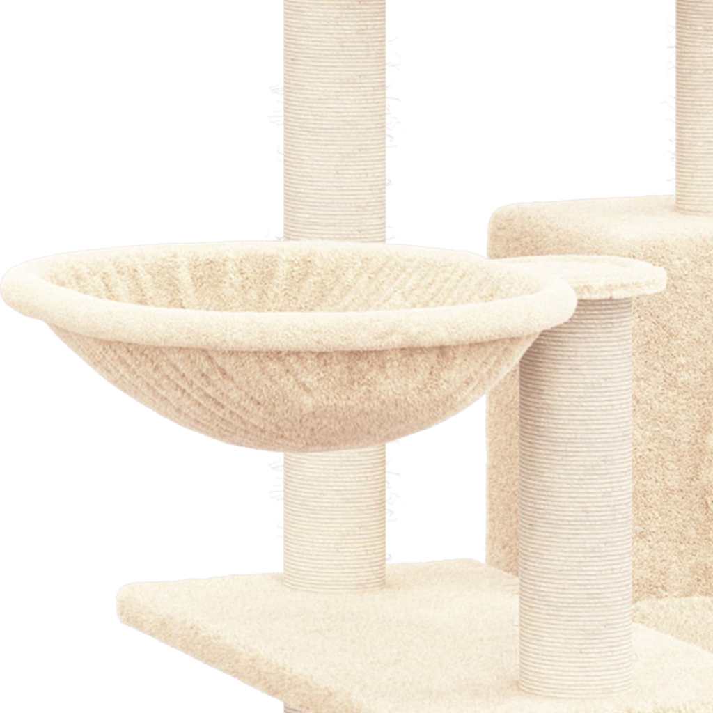 Krémszínű macskabútor szizál kaparófákkal 82 cm 6
