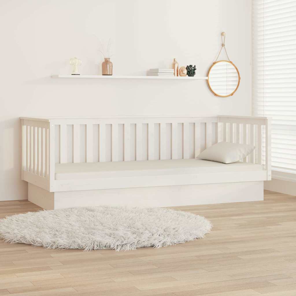 Fehér tömör fenyőfa kanapéágy matrac nélkül 90 x 200 cm 4