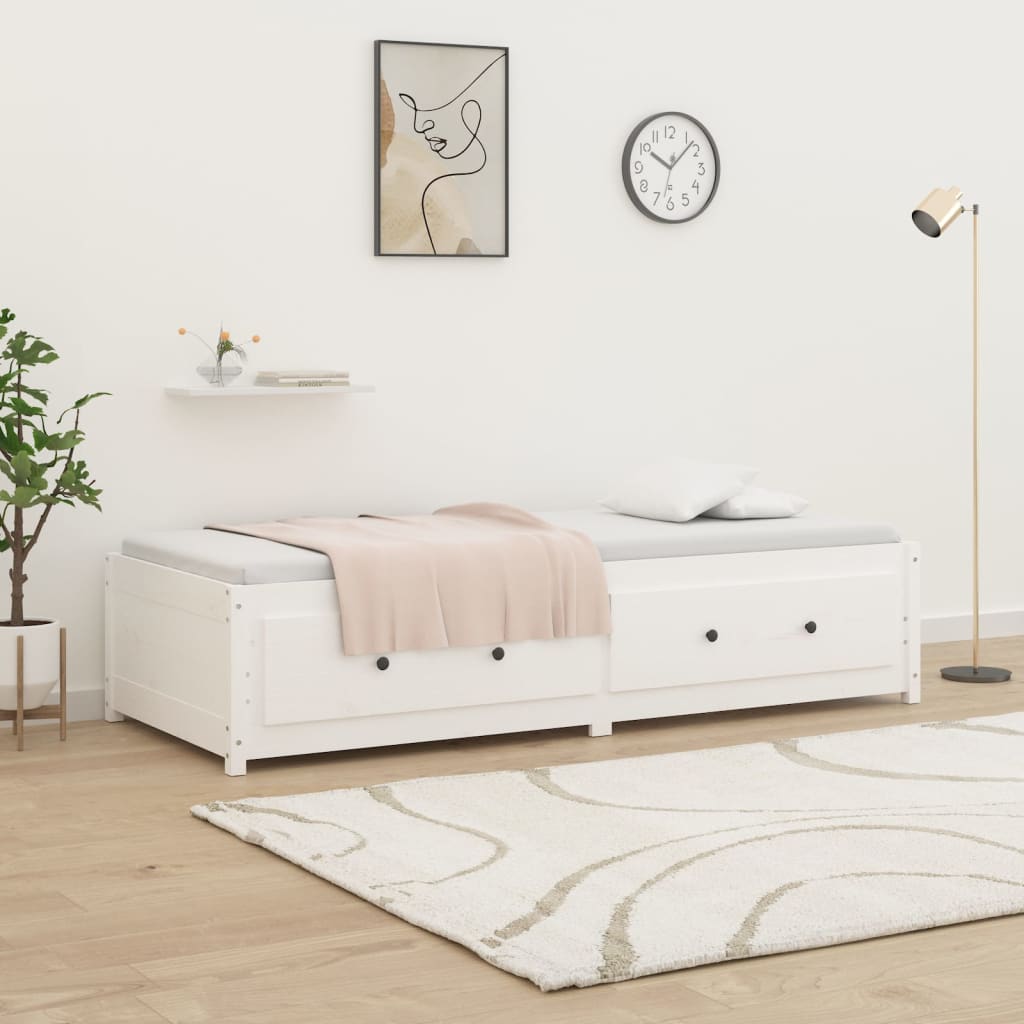 Fehér tömör fenyőfa kanapéágy matrac nélkül 80 x 200 cm 4