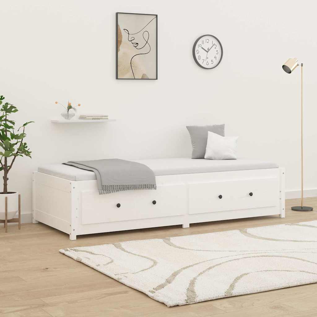 Fehér tömör fenyőfa kanapéágy matrac nélkül 80 x 200 cm