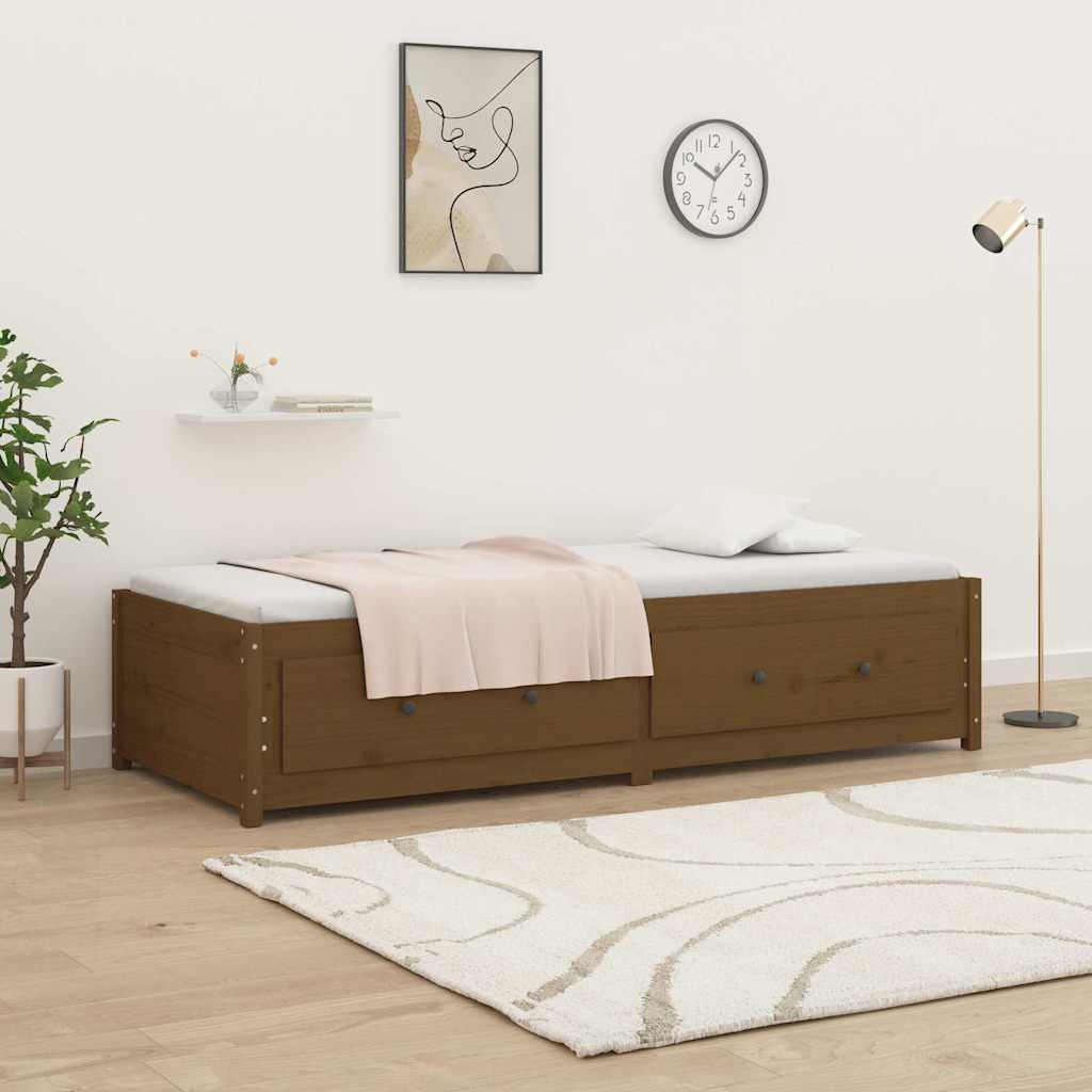 Mézbarna tömör fenyőfa kanapéágy 80 x 200 cm 4