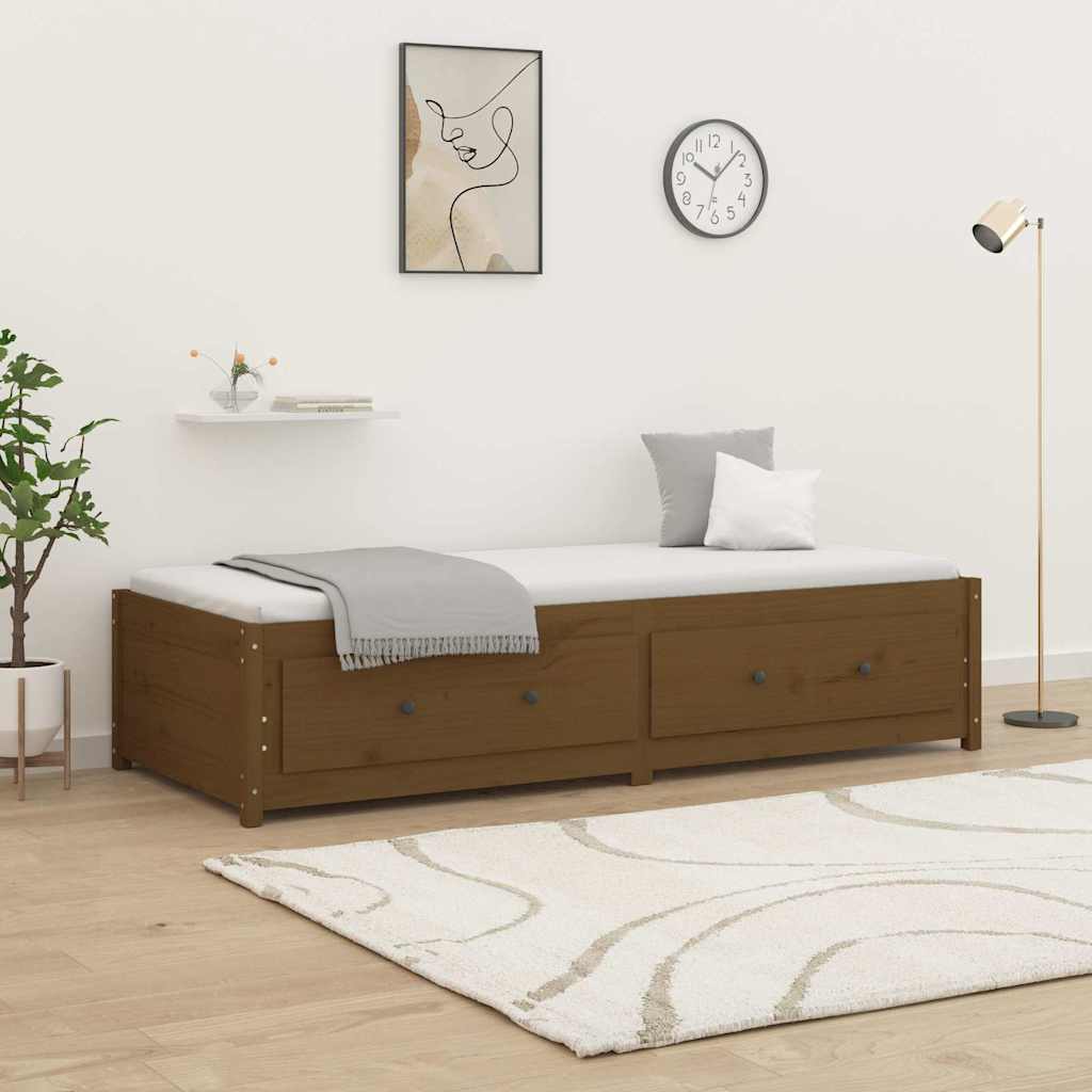 Mézbarna tömör fenyőfa kanapéágy 80 x 200 cm