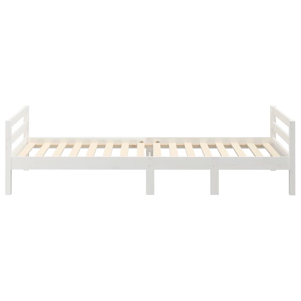 Fehér tömör fenyő ágykeret matrac nélkül 80 x 200 cm 6