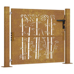 Corten acél, bambusz mintás kerti kapu 100x75 cm 2