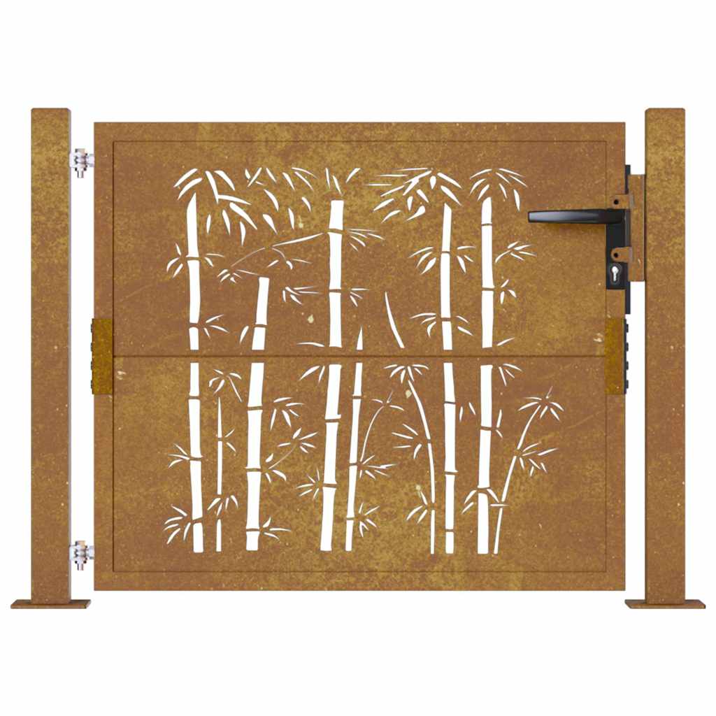 Corten acél, bambusz mintás kerti kapu 100x75 cm 4
