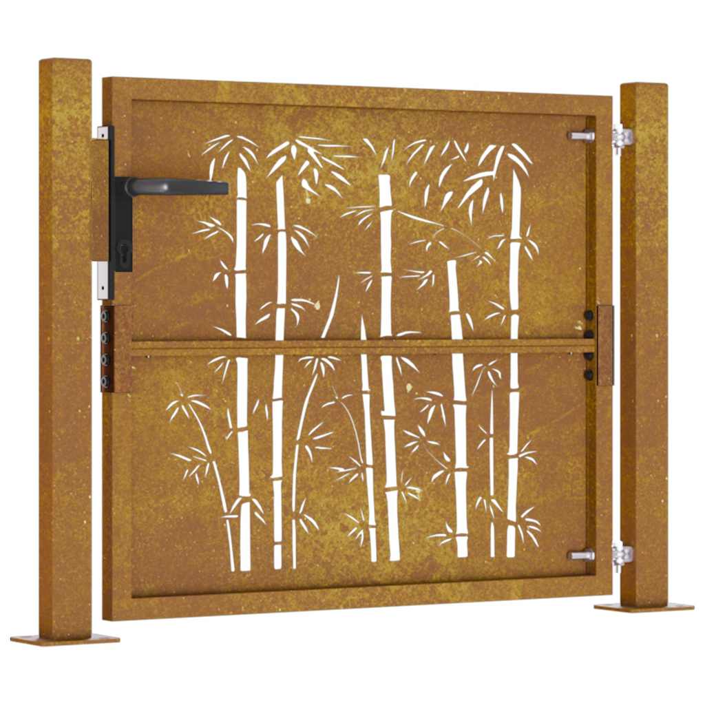 Corten acél, bambusz mintás kerti kapu 100x75 cm 5