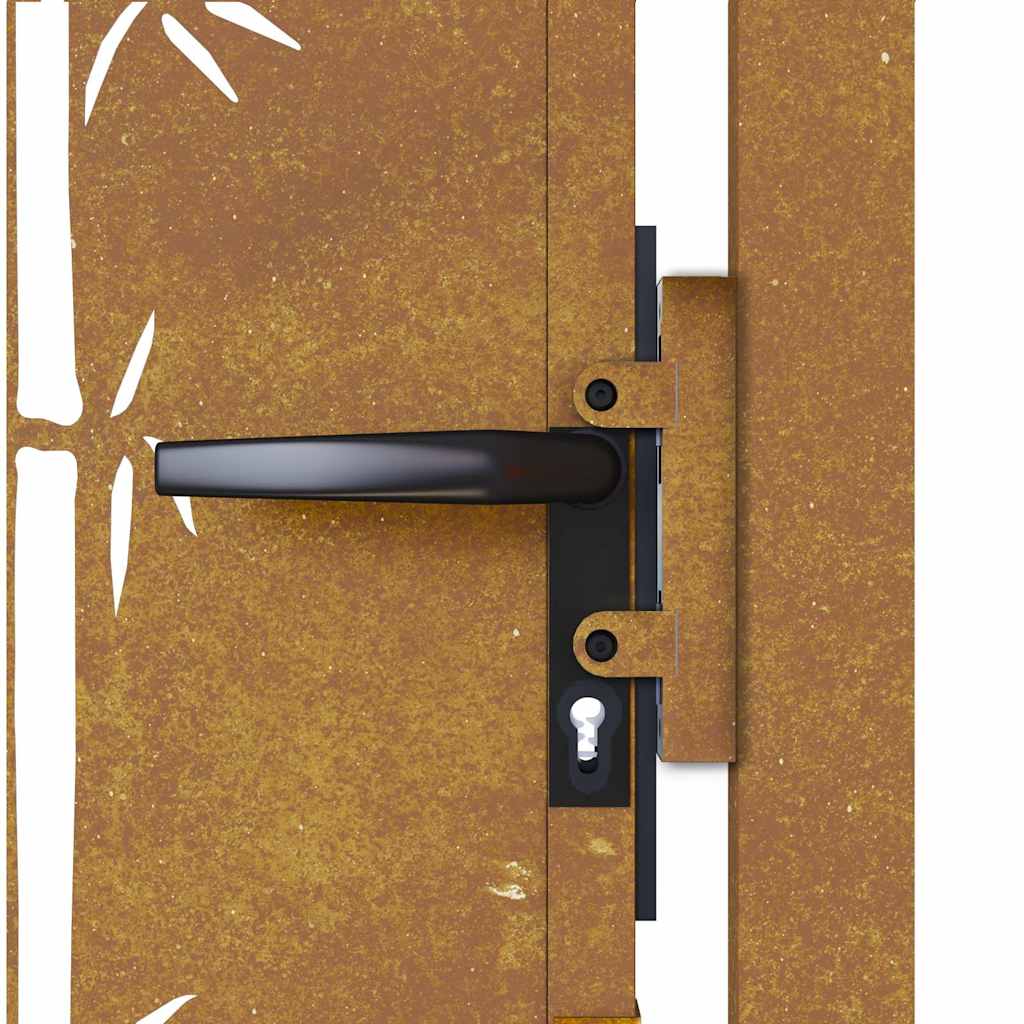 Corten acél, bambusz mintás kerti kapu 100x75 cm 9
