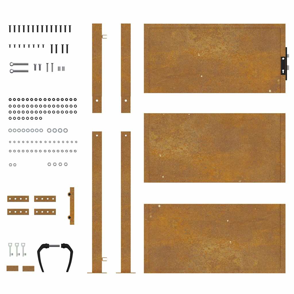 Corten acél kerti kapu 100x125 cm 10
