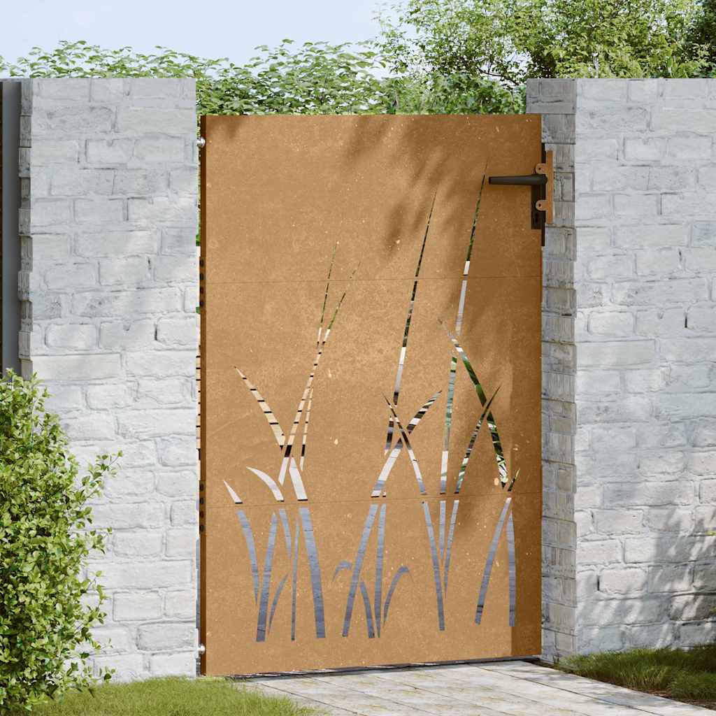 Fűmintás corten acél kerti kapu 85 x 150 cm 3