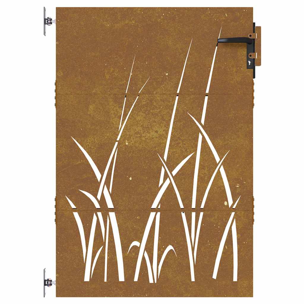 Fűmintás corten acél kerti kapu 85 x 150 cm 4