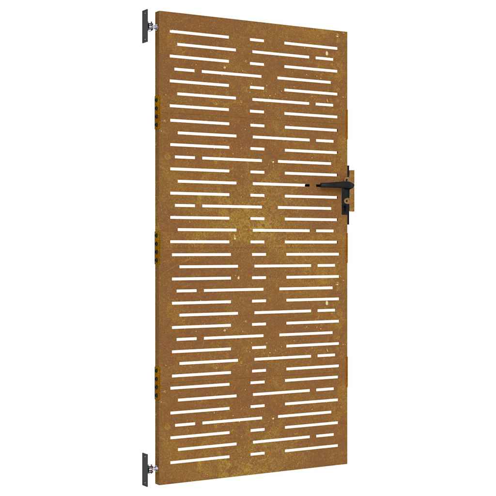Négyszögmintás corten acél kerti kapu 85 x 200 cm 2