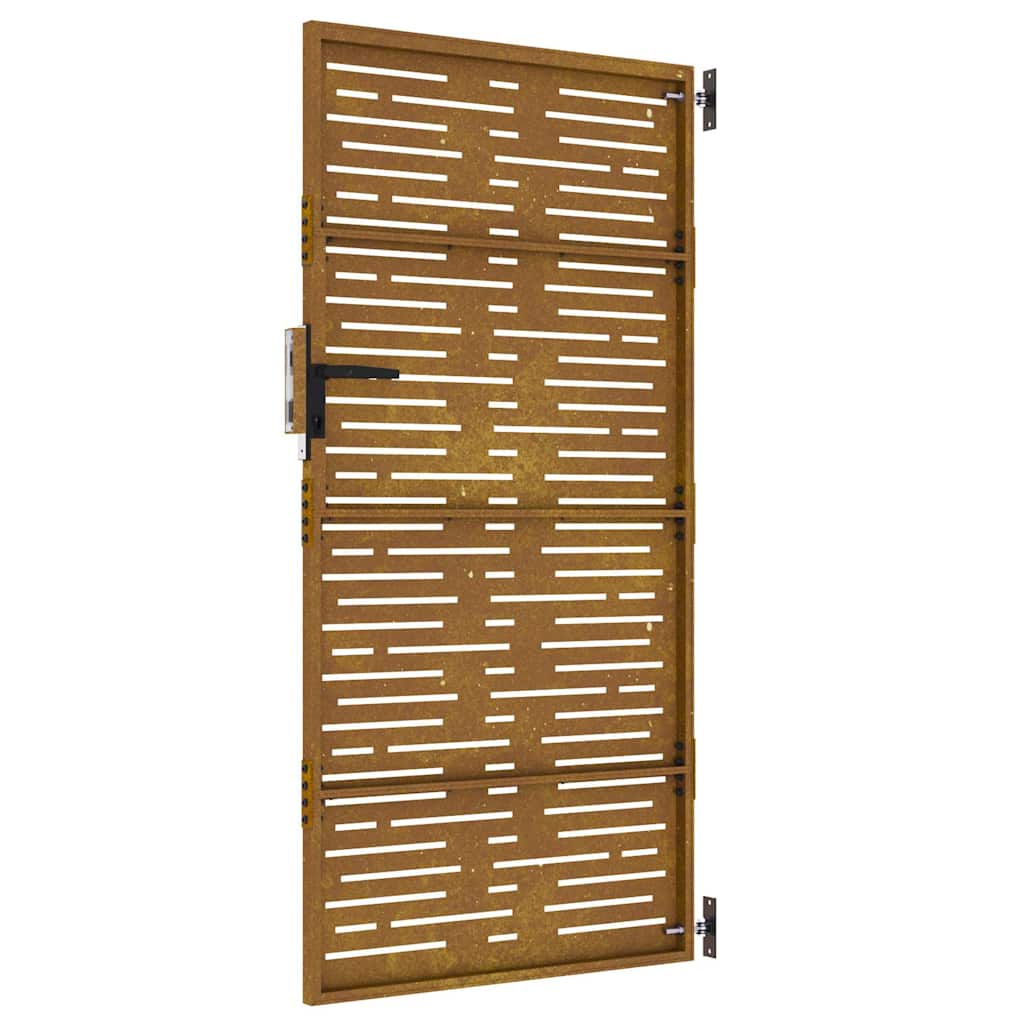 Négyszögmintás corten acél kerti kapu 85 x 200 cm 10