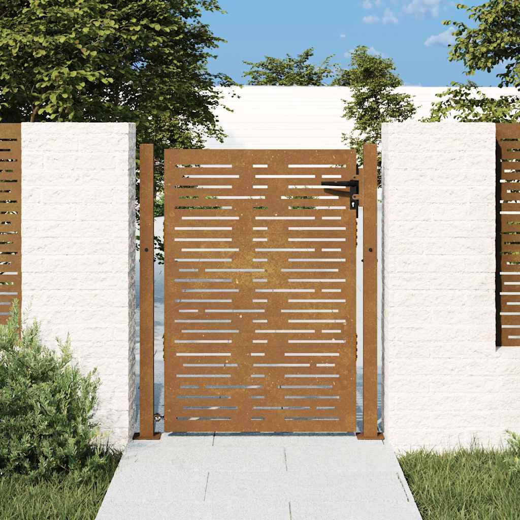 Corten acél kerti kapu 100x125 cm, négyzet alakú kivitelben