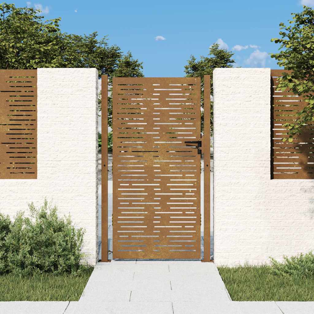 Corten acél kerti kapu 100x175 cm, négyzet alakú kivitelben