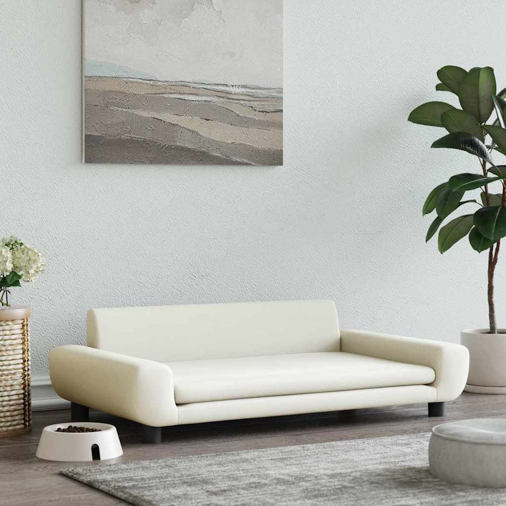 Krémszínű bársony kutyaágy 100 x 54 x 33 cm