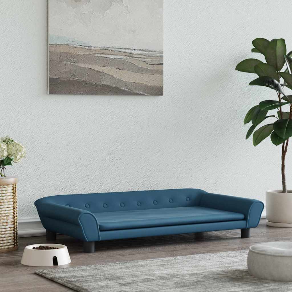 Kék bársony kutyaágy 100 x 50 x 21 cm