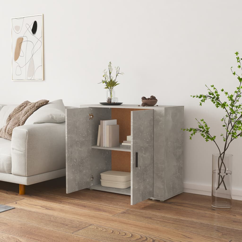 Betonszürke szerelt fa tálalószekrény 80x33x70 cm 5