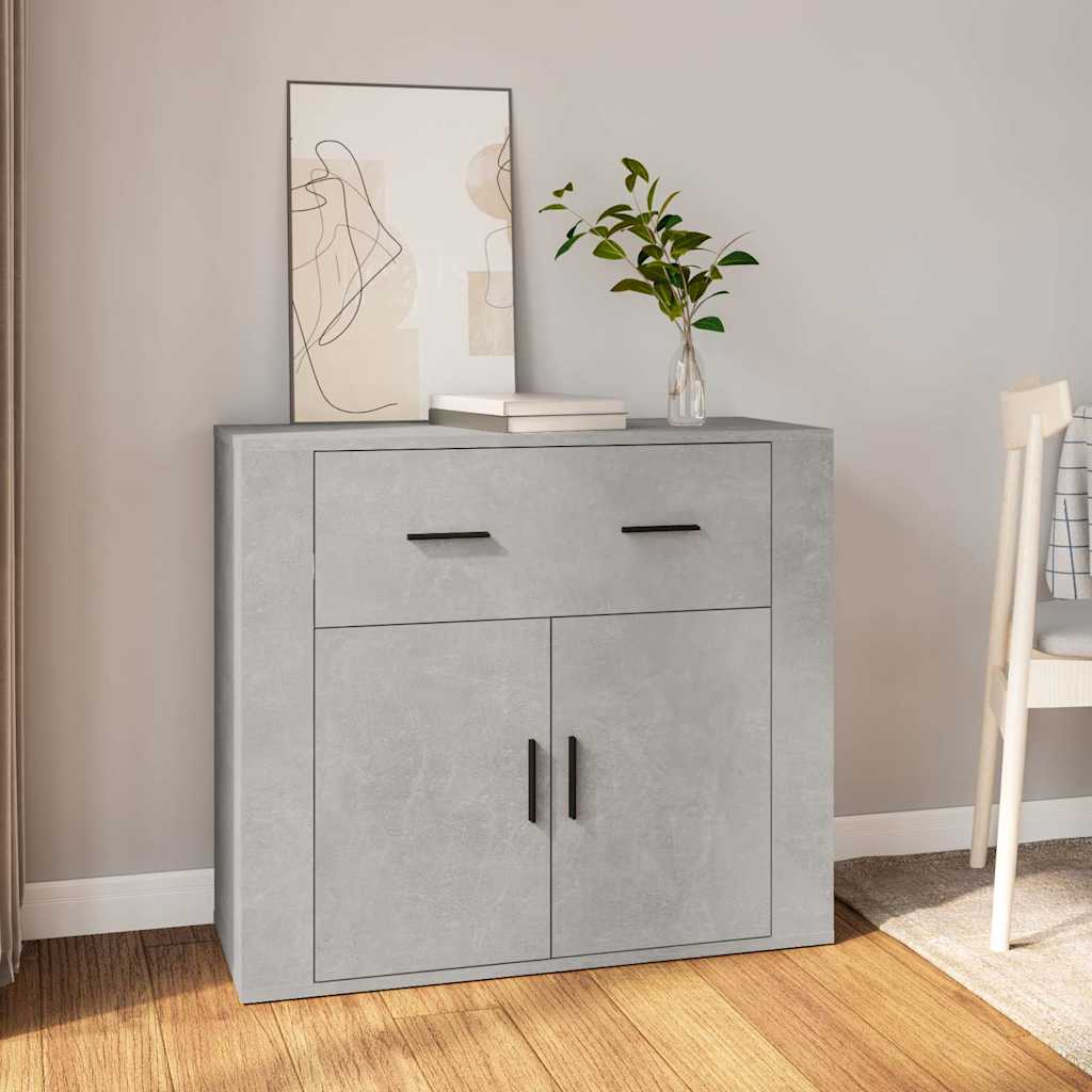Betonszürke szerelt fa tálalószekrény 80x33x70 cm