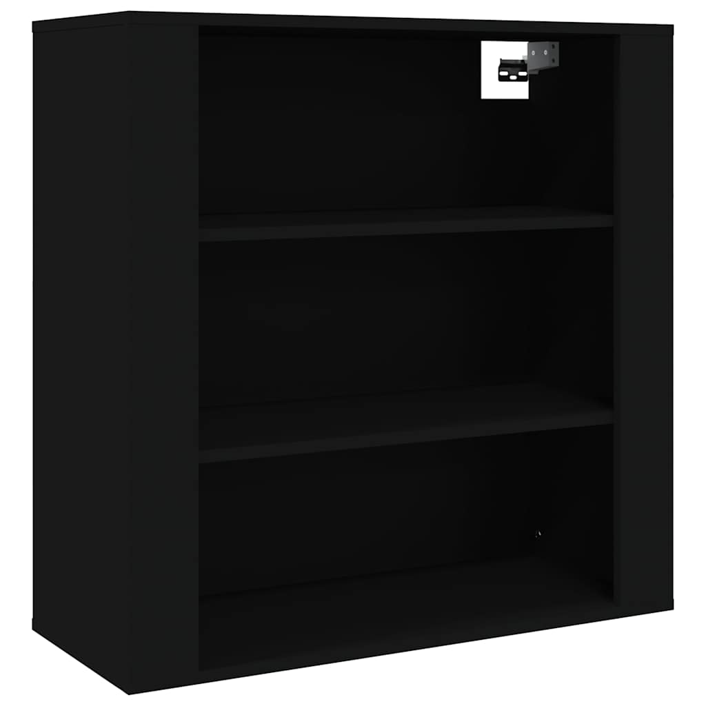Fekete szerelt fa faliszekrény 80x33x80 cm 2