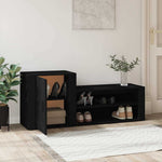 Fekete szerelt fa cipősszekrény 130x35x54 cm 3