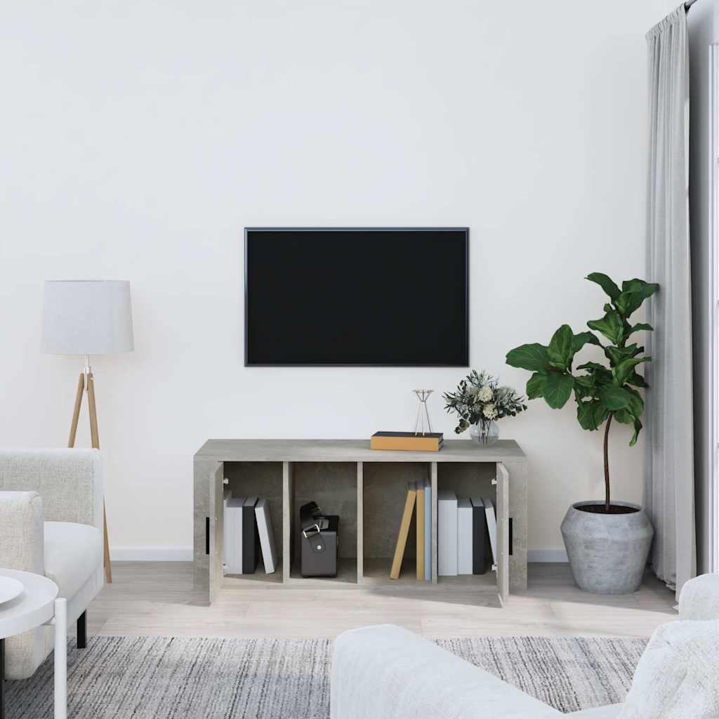 Betonszürke szerelt fa TV-szekrény 100x35x40 cm 3