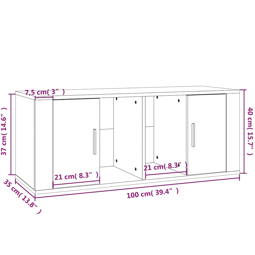 Szürke sonoma színű szerelt fa TV-szekrény 100 x 35 x 40 cm 9