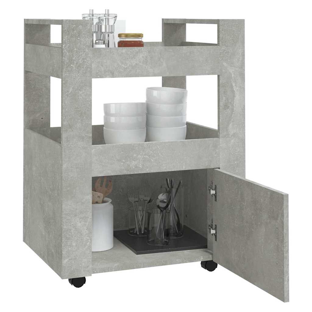 Betonszürke szerelt fa zsúrkocsi 60 x 45 x 80 cm 4