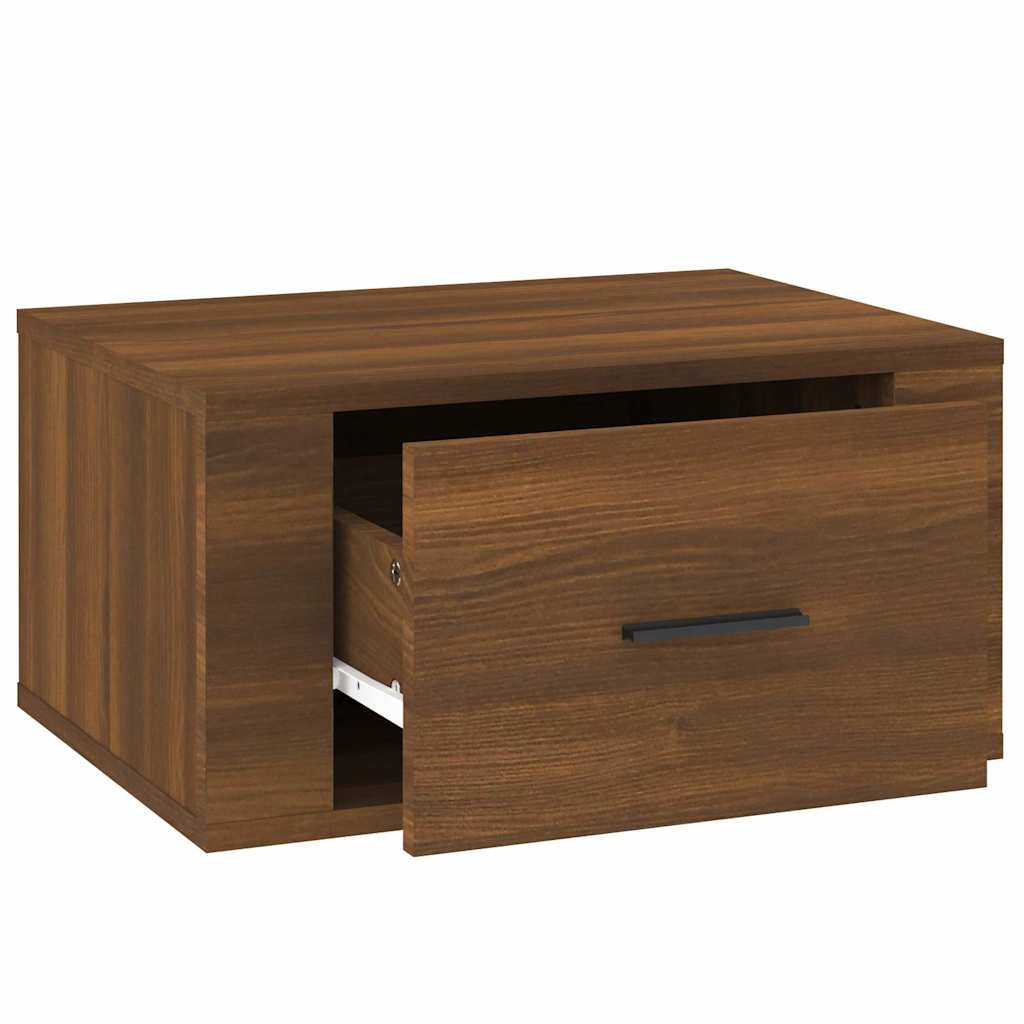 Barna tölgyszínű falra szerelhető éjjeliszekrény 50x36x25 cm 7