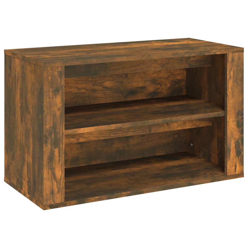 Füstös tölgy színű szerelt fa cipőtartó 75x35x45 cm 2