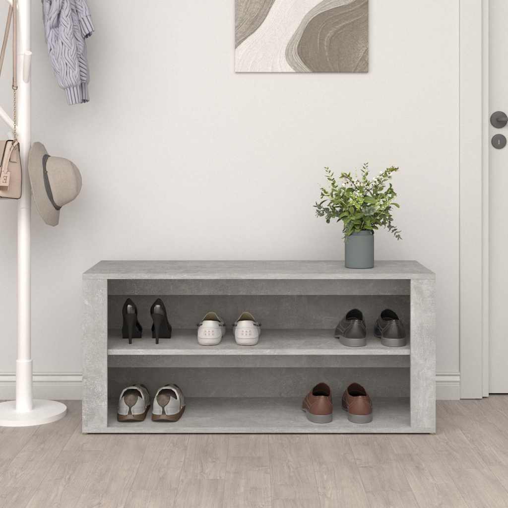 Betonszürke szerelt fa cipőtartó 100x35x45 cm 3