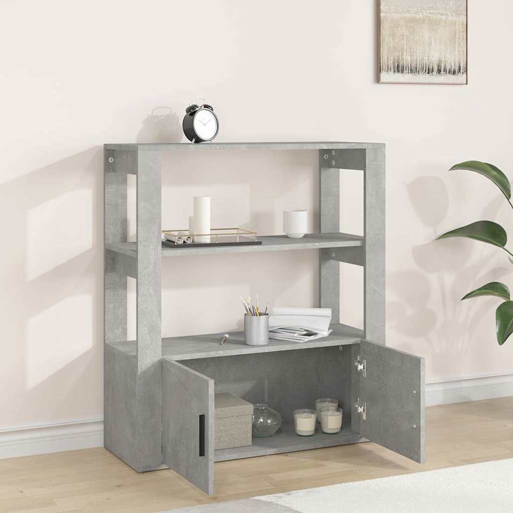 Betonszürke szerelt fa tálalószekrény 80x30x90 cm 3