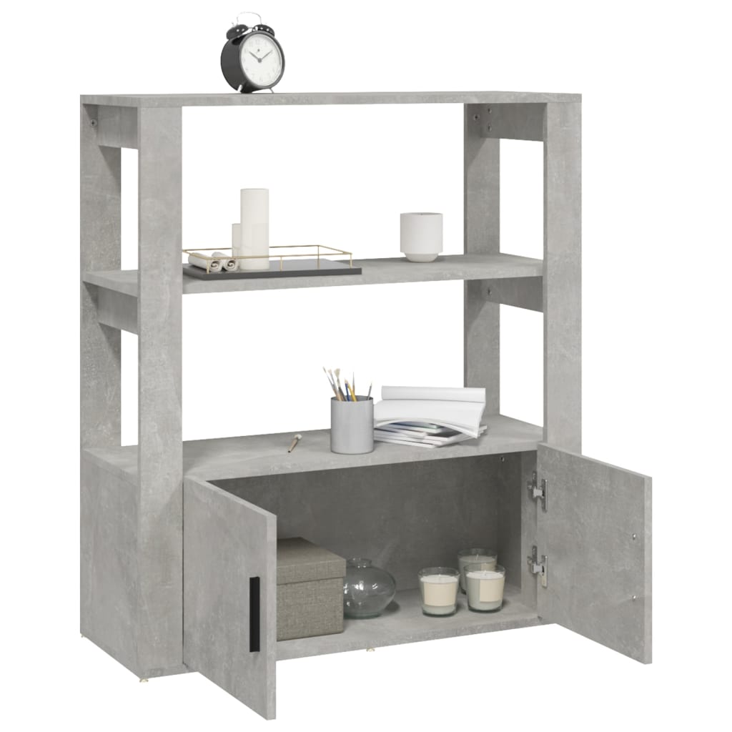 Betonszürke szerelt fa tálalószekrény 80x30x90 cm 5