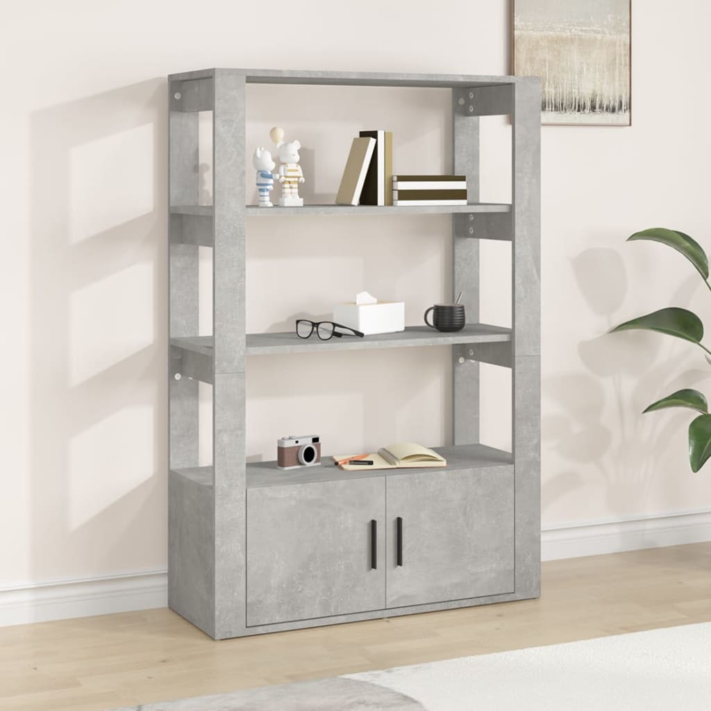 Betonszürke szerelt fa tálalószekrény 80x30x119,5 cm