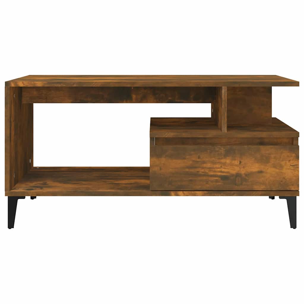 Füstös tölgy színű szerelt fa dohányzóasztal 90x49x45 cm 5