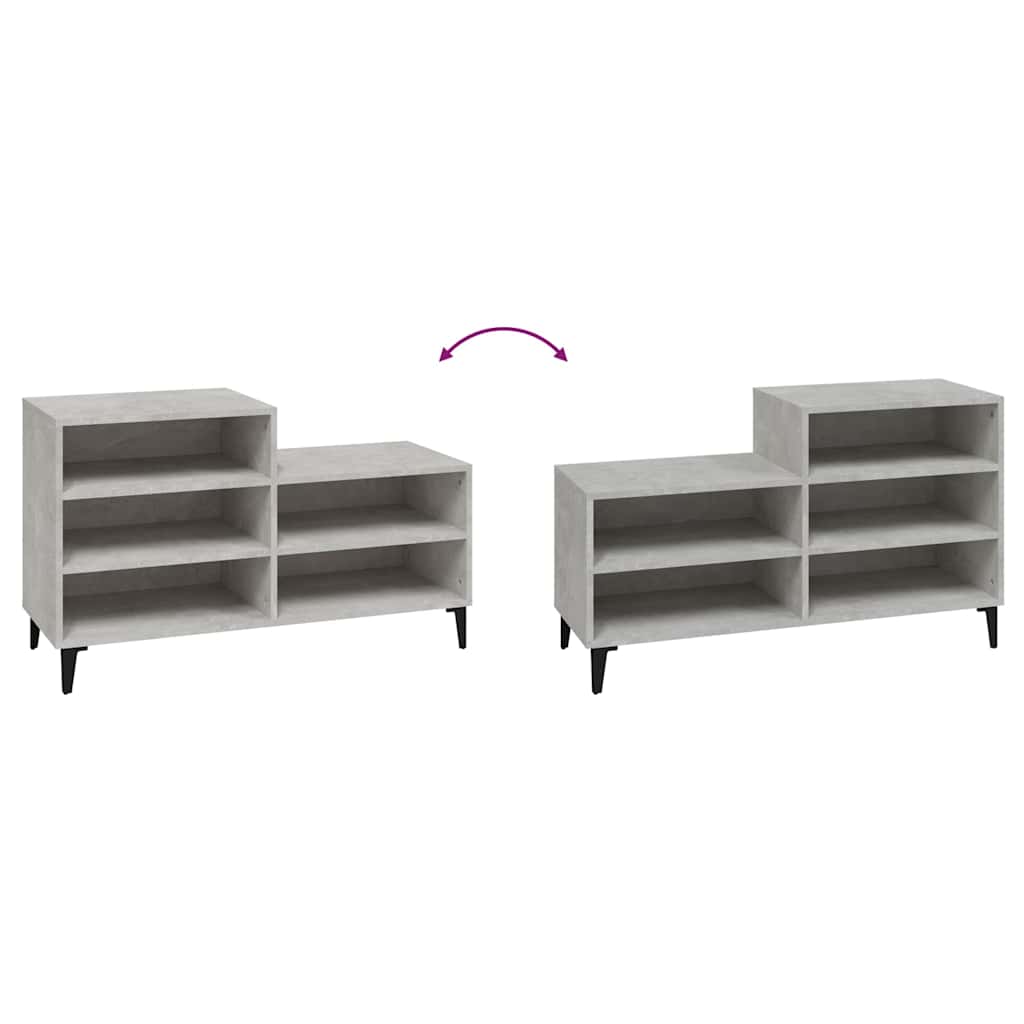 Betonszürke szerelt fa cipőszekrény 102x36x60 cm 5