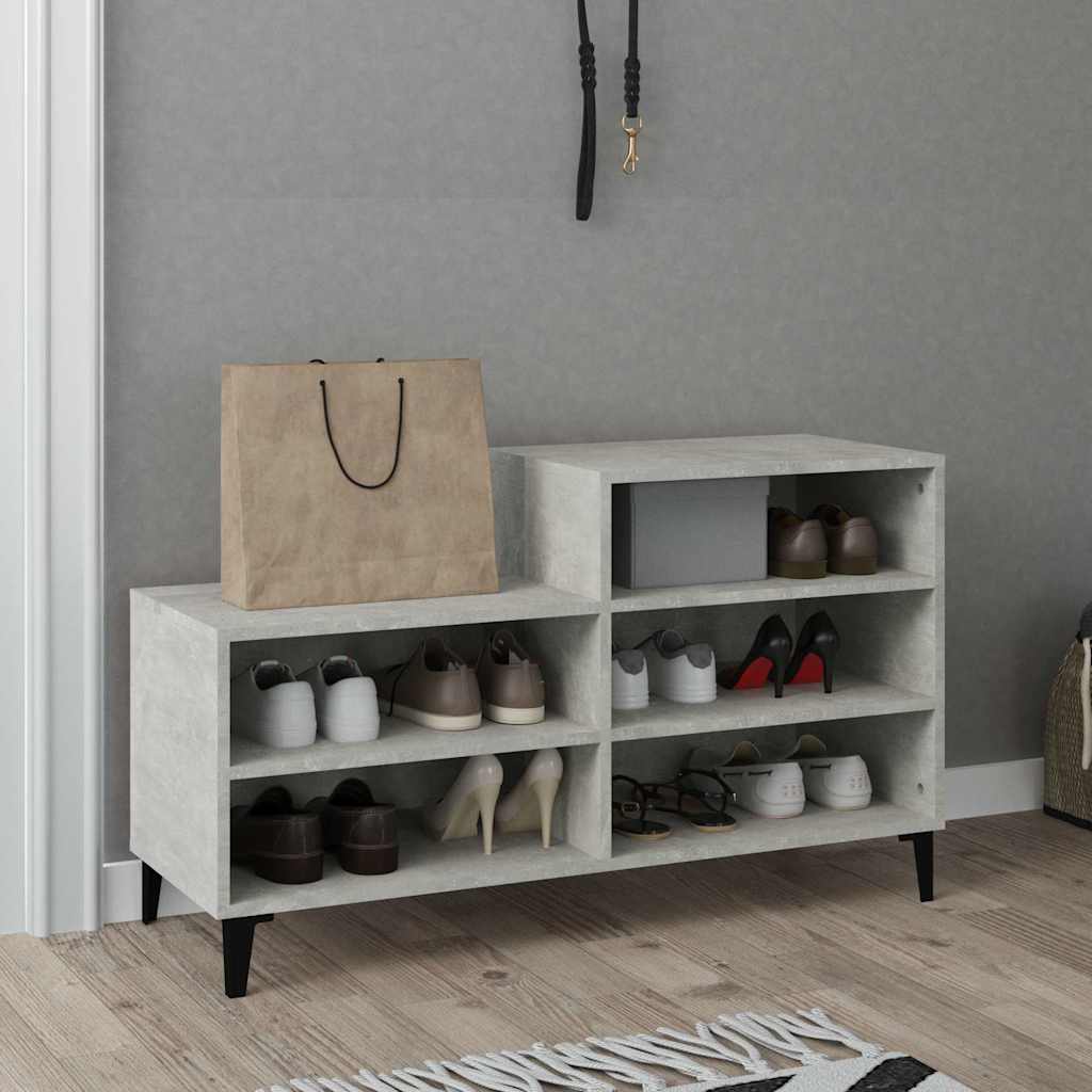 Betonszürke szerelt fa cipőszekrény 102x36x60 cm 6