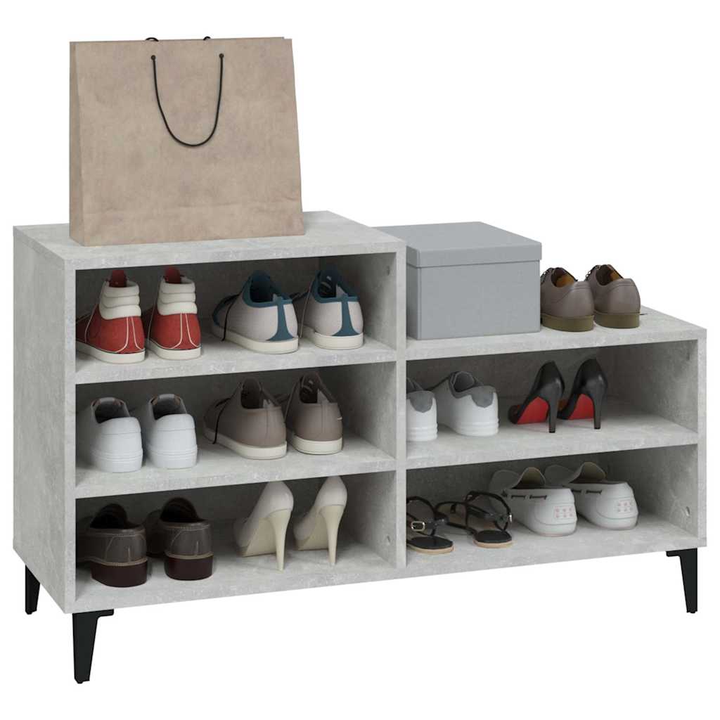 Betonszürke szerelt fa cipőszekrény 102x36x60 cm 7