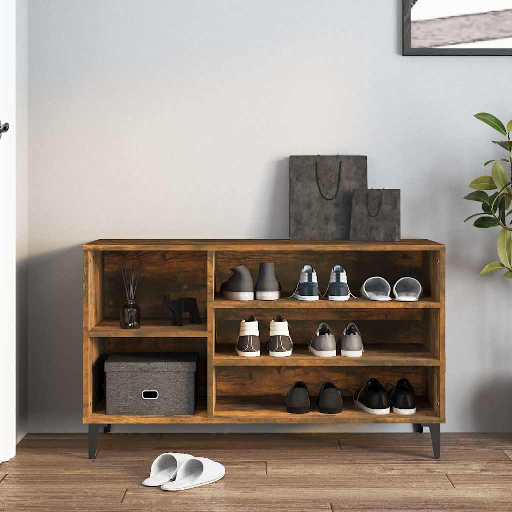 Füstös tölgy színű szerelt fa cipősszekrény 102 x 36 x 60 cm 3