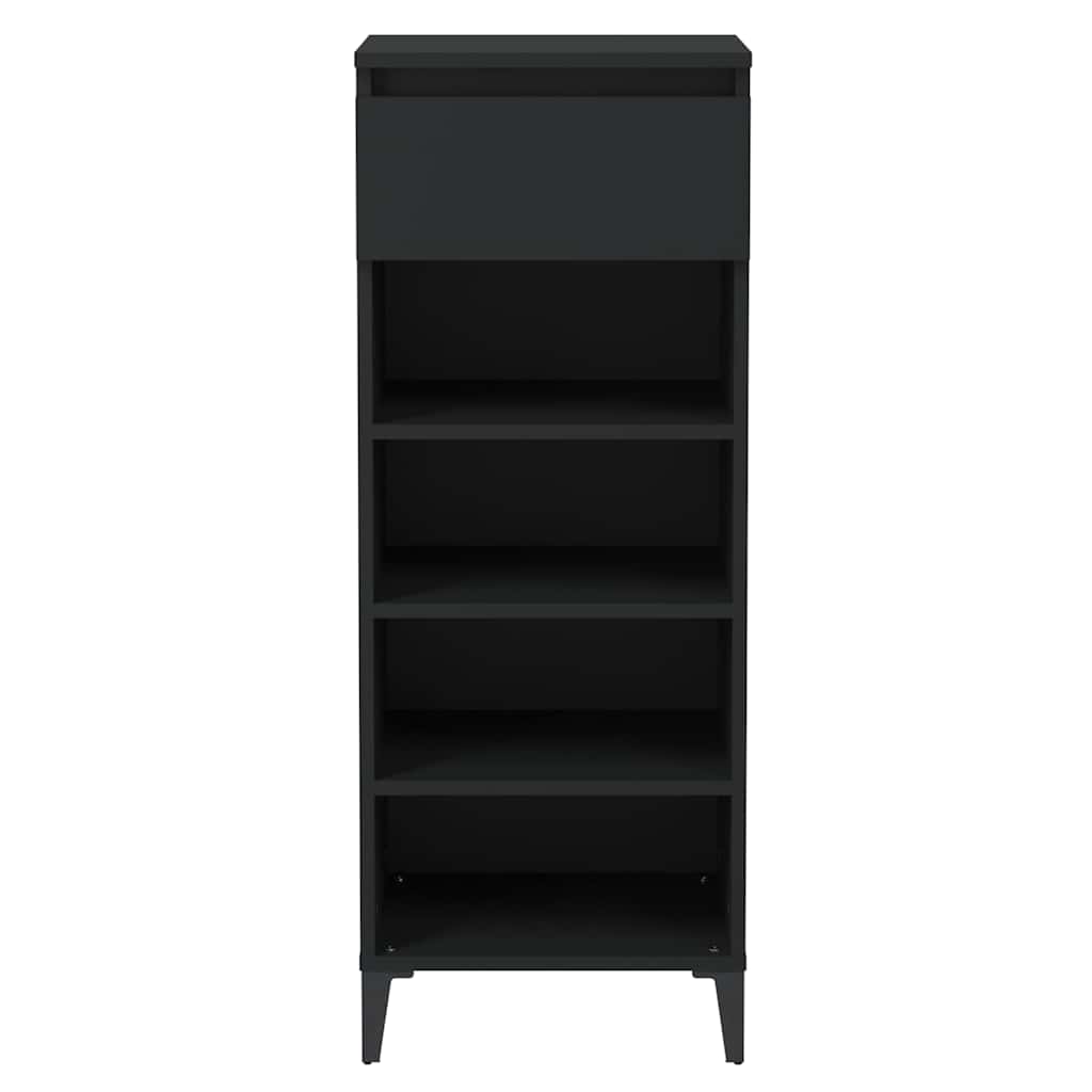 Fekete szerelt fa cipőtároló szekrény 40x36x105 cm 5
